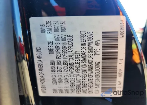 2016 Acura Rdx z USA, uszkodzony, nr VIN 5J8TB3H38GL006162